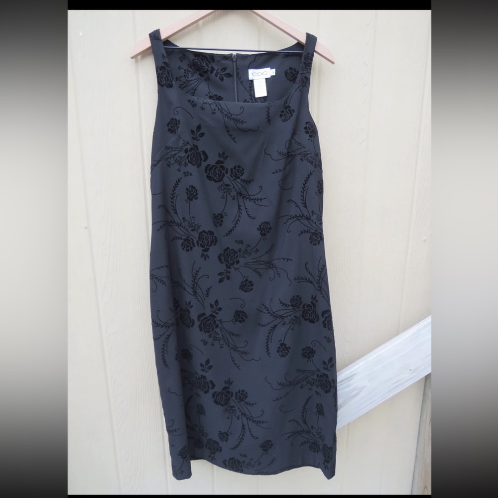 90s CDC Black Dress with Floral Velvet 12